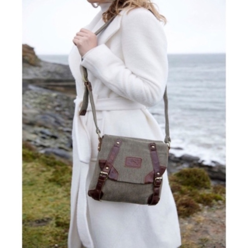 Carraig Donn Irish Double Buckle Tweed Bag Leather Trim Purse Crossbody Bag